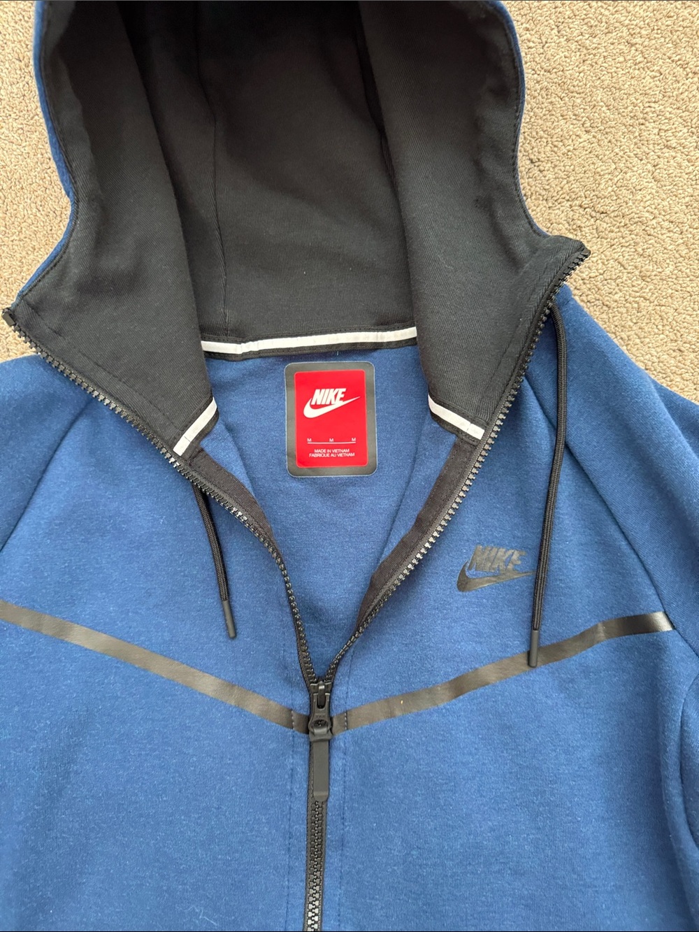 Nike Tech Fleece Navy Blue Hooded Jacket - Picture 2 of 4